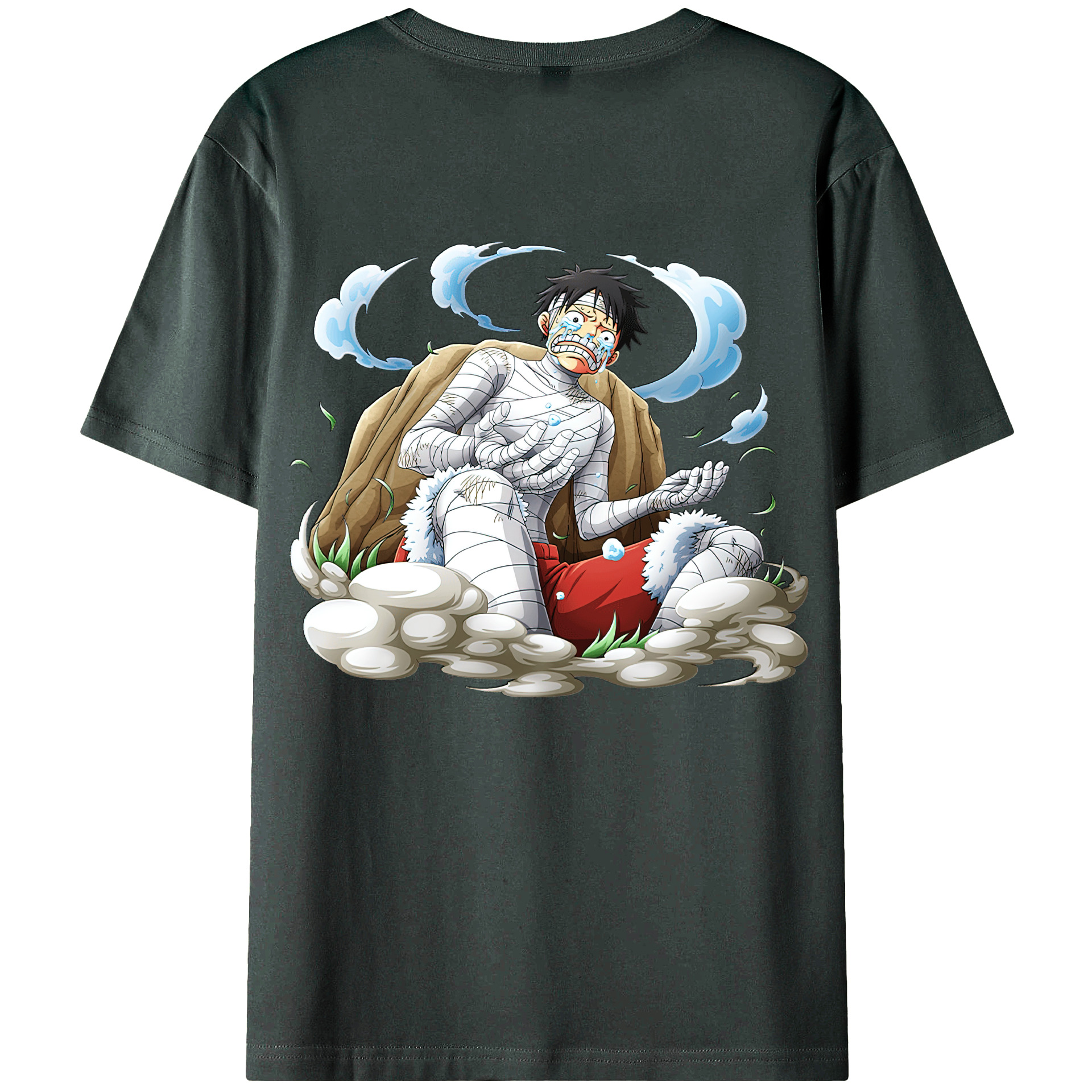 ワンピース モンキー・D・ルフィ ONE PIECE Monkey D. Luffy 綿100％ メンズ半袖Tシャツ（バックプリント） 通気性